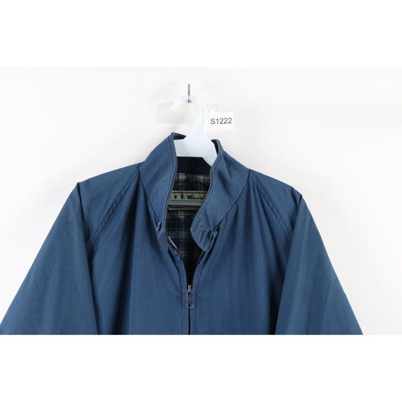 Vintage 90s LL Bean Mens 42 Long Lined Cafe Racer Bomber Jacket Navy Blue USA - Picture 2 of 9